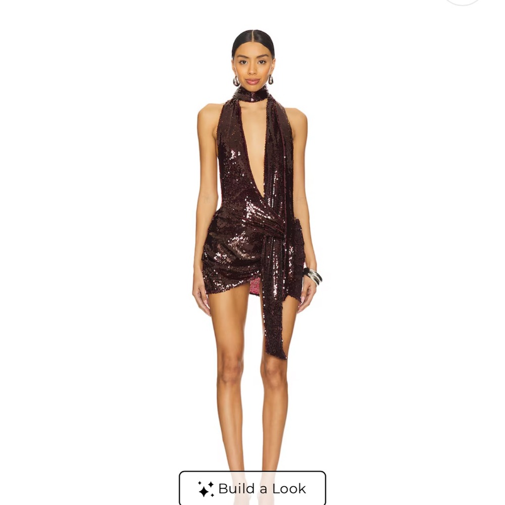 Jaded London Deep Burgundy Sequin Backless Dress